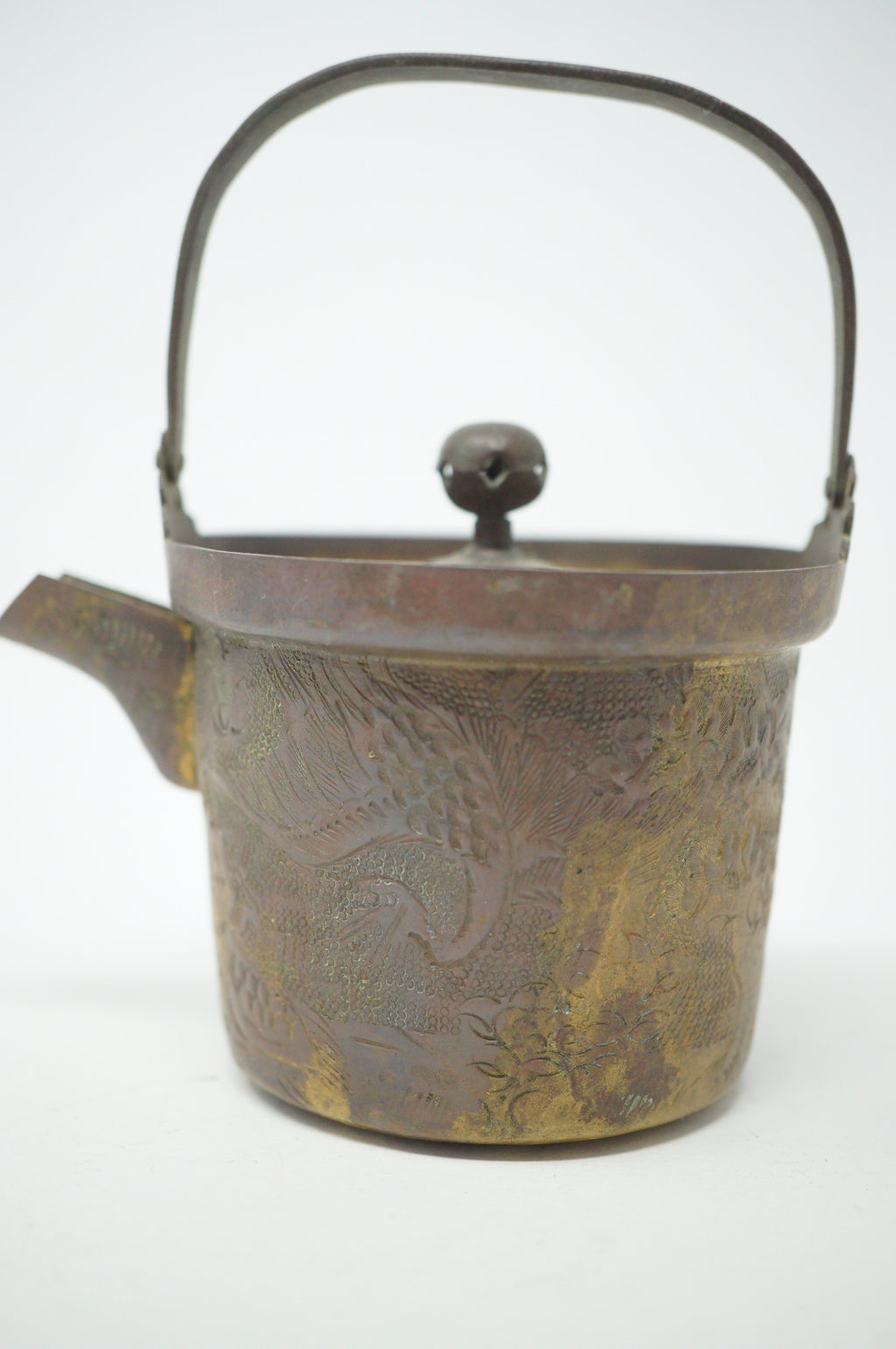 Eleganter Kupfer-Teekessel mit detaillierter Gravur „Japanese Antique“ 0914D9