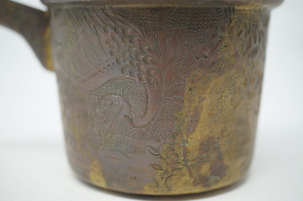 Eleganter Kupfer-Teekessel mit detaillierter Gravur „Japanese Antique“ 0914D9