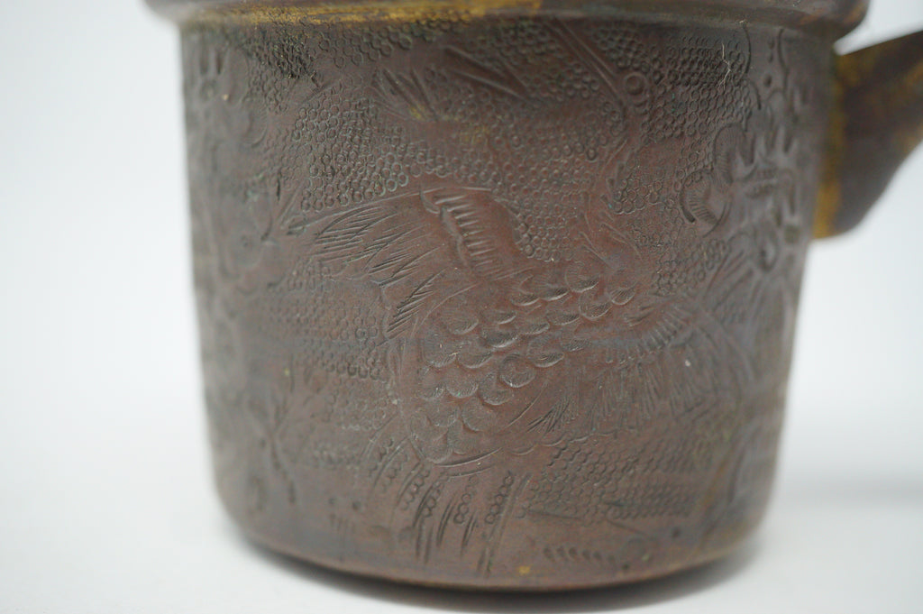 Eleganter Kupfer-Teekessel mit detaillierter Gravur „Japanese Antique“ 0914D9
