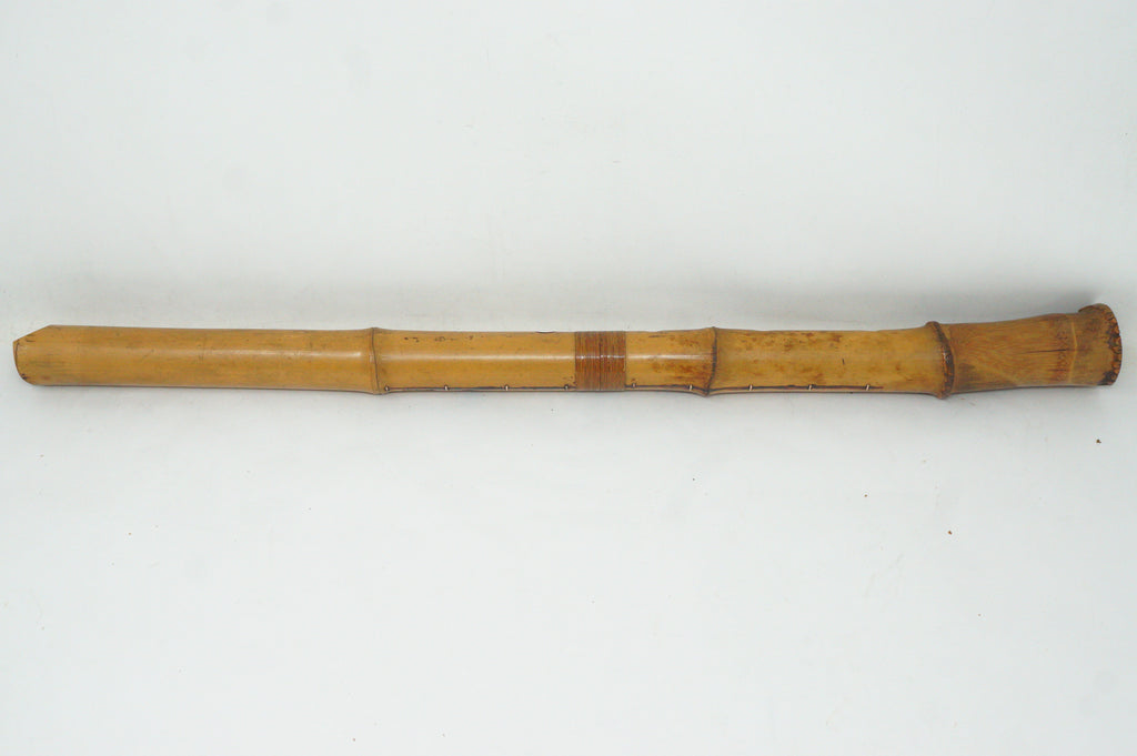 Japanese Antique Shakuhachi Flute Jointed Purple Fabric Bags Cap 0921G9