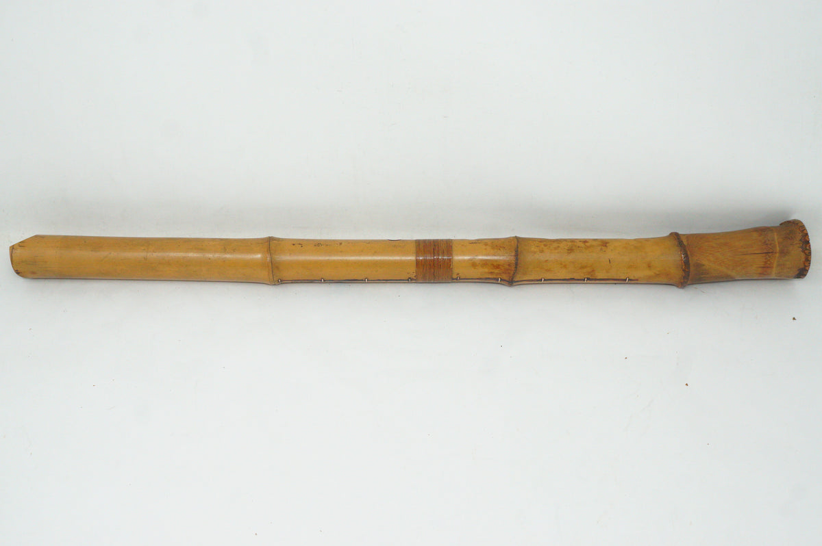 Japanese Antique Shakuhachi Flute Jointed Purple Fabric Bags Cap 0921G9