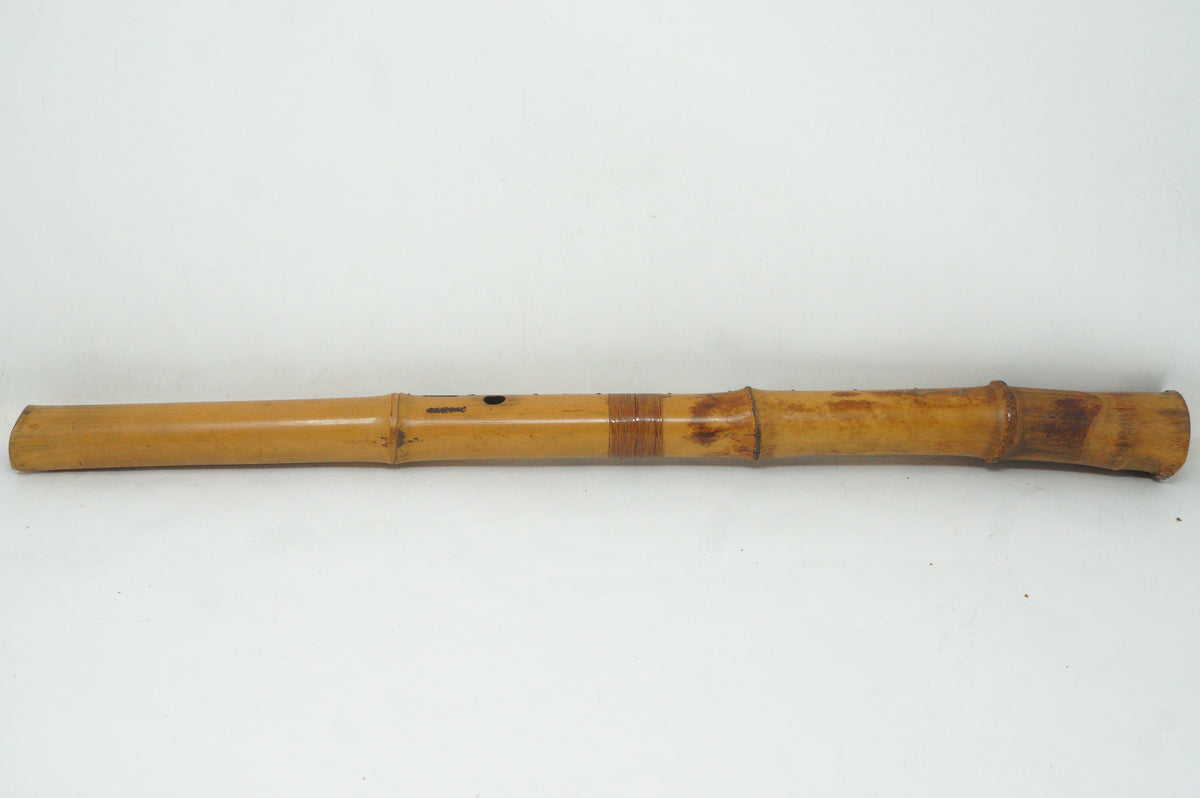 Japanese Antique Shakuhachi Flute Jointed Purple Fabric Bags Cap 0921G9