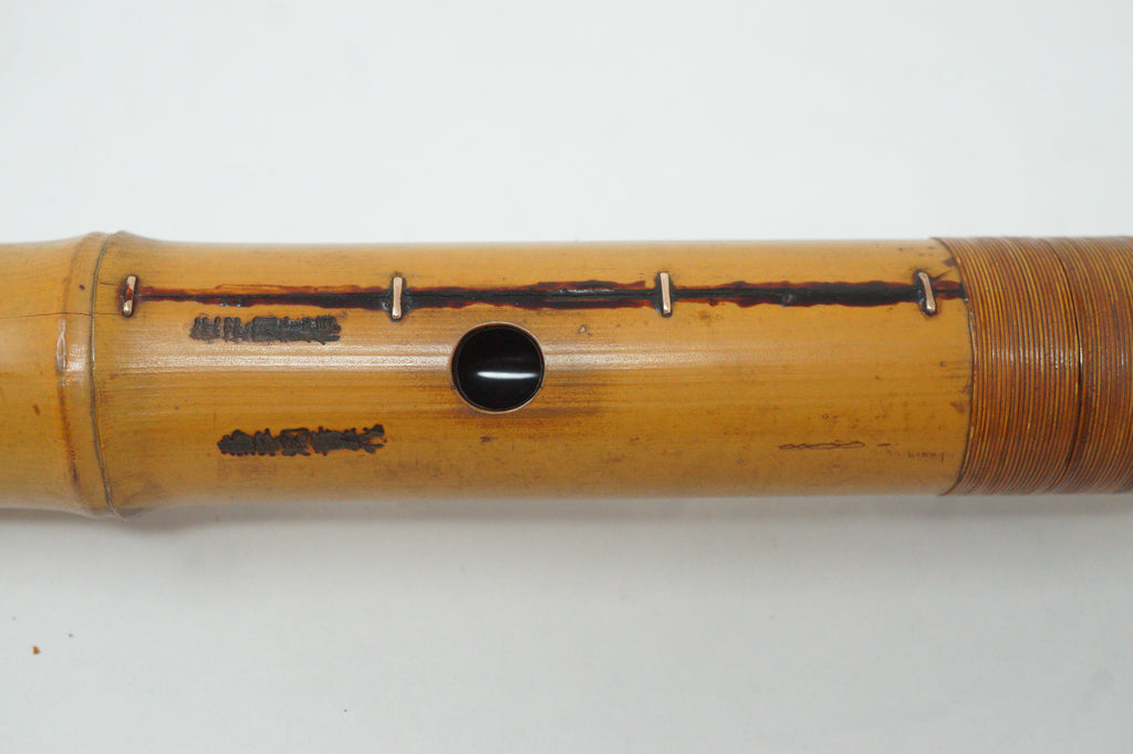 Japanese Antique Shakuhachi Flute Jointed Purple Fabric Bags Cap 0921G9