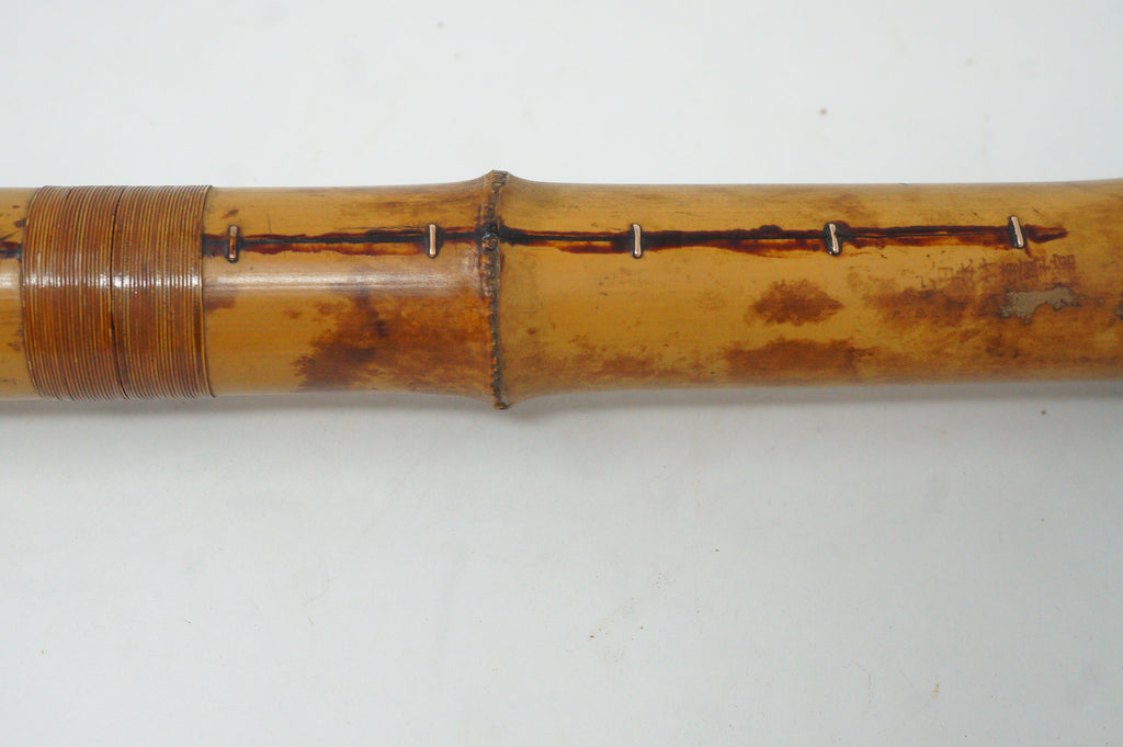 Japanese Antique Shakuhachi Flute Jointed Purple Fabric Bags Cap 0921G9