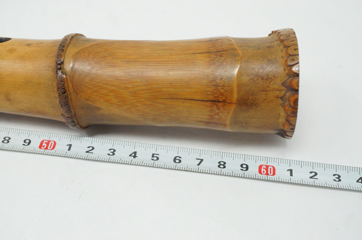 Japanese Antique Shakuhachi Flute Jointed Purple Fabric Bags Cap 0921G9