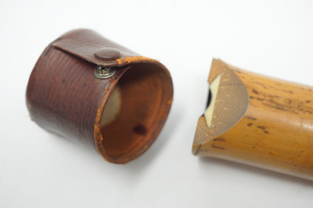 Japanese Antique Shakuhachi Flute Jointed Purple Fabric Bags Cap 0921G9