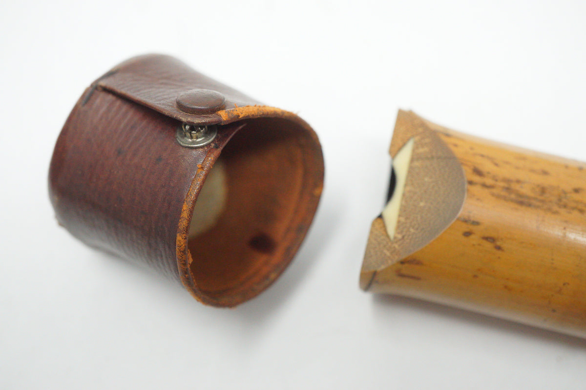 Japanese Antique Shakuhachi Flute Jointed Purple Fabric Bags Cap 0921G9