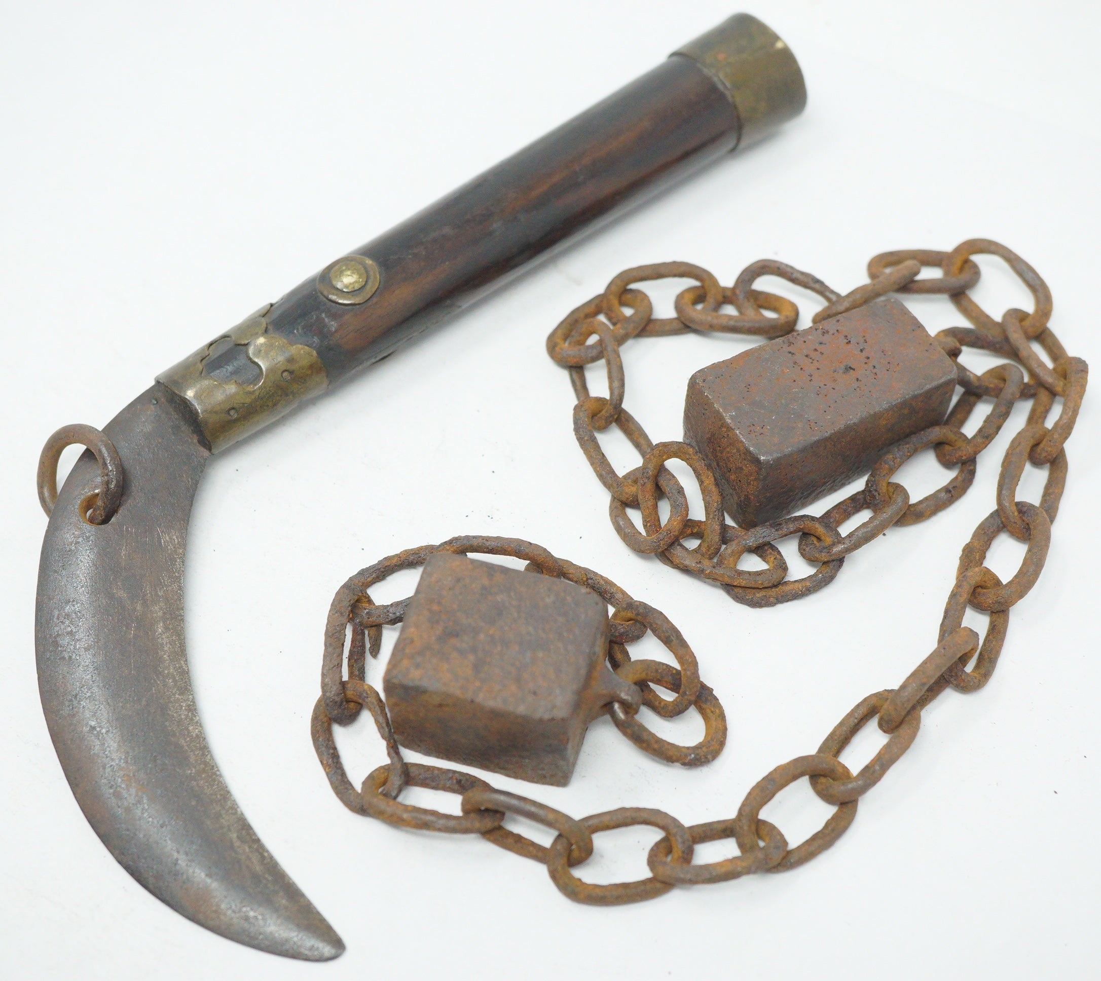 Japanese Kusarigama Antique Sickle Chain & Weights Original from Japan 1223F9