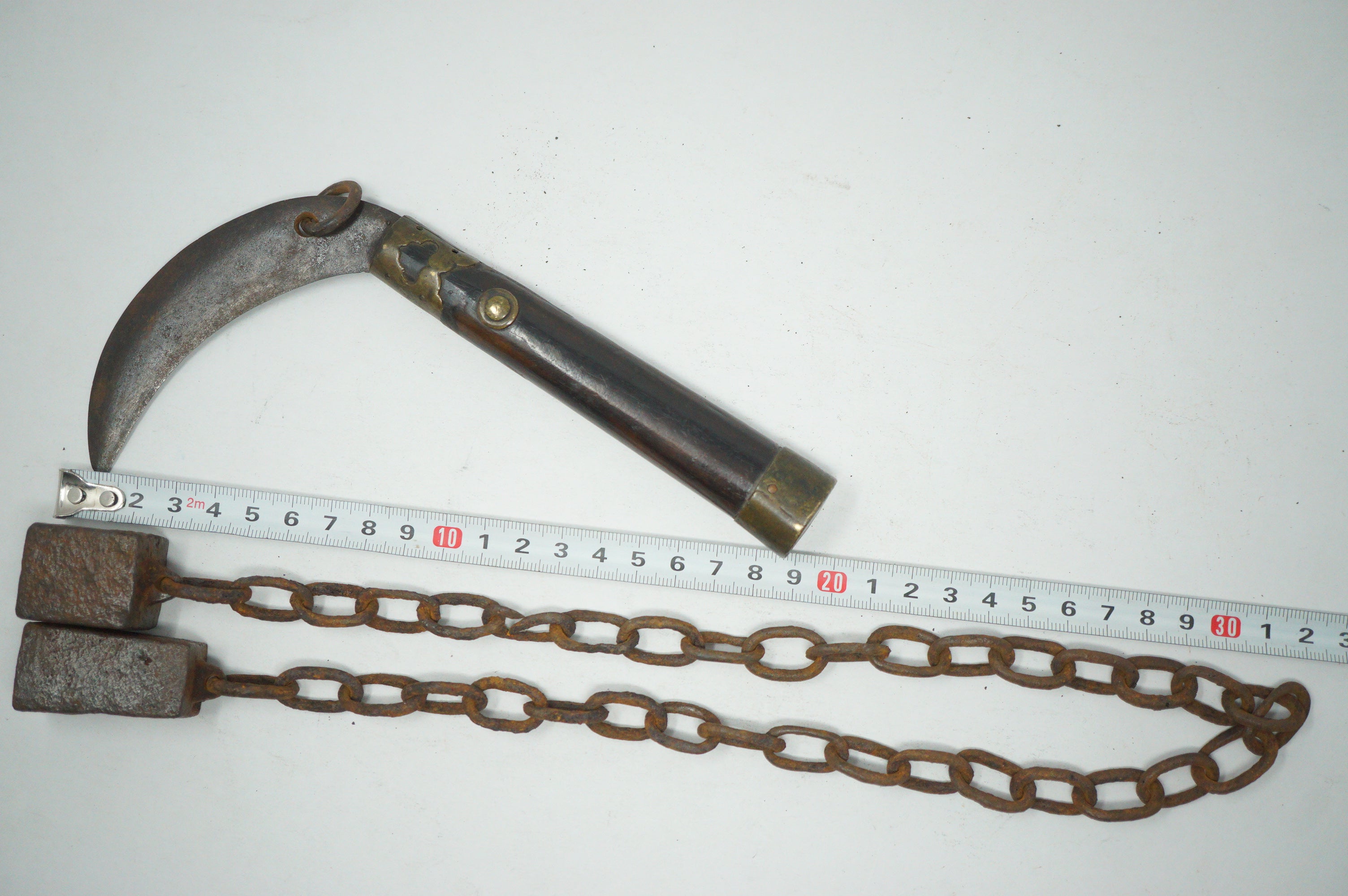 Japanese Kusarigama Antique Sickle Chain & Weights Original from Japan 1223F9