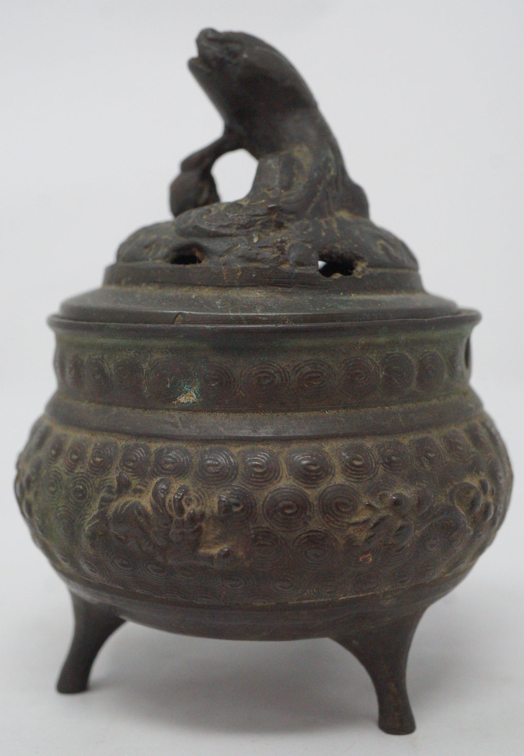 Japanischer buddhistischer Weihrauchbrenner mit Shishi-Löwen-Hund-Figur, antikes Original aus Japan 1101D9