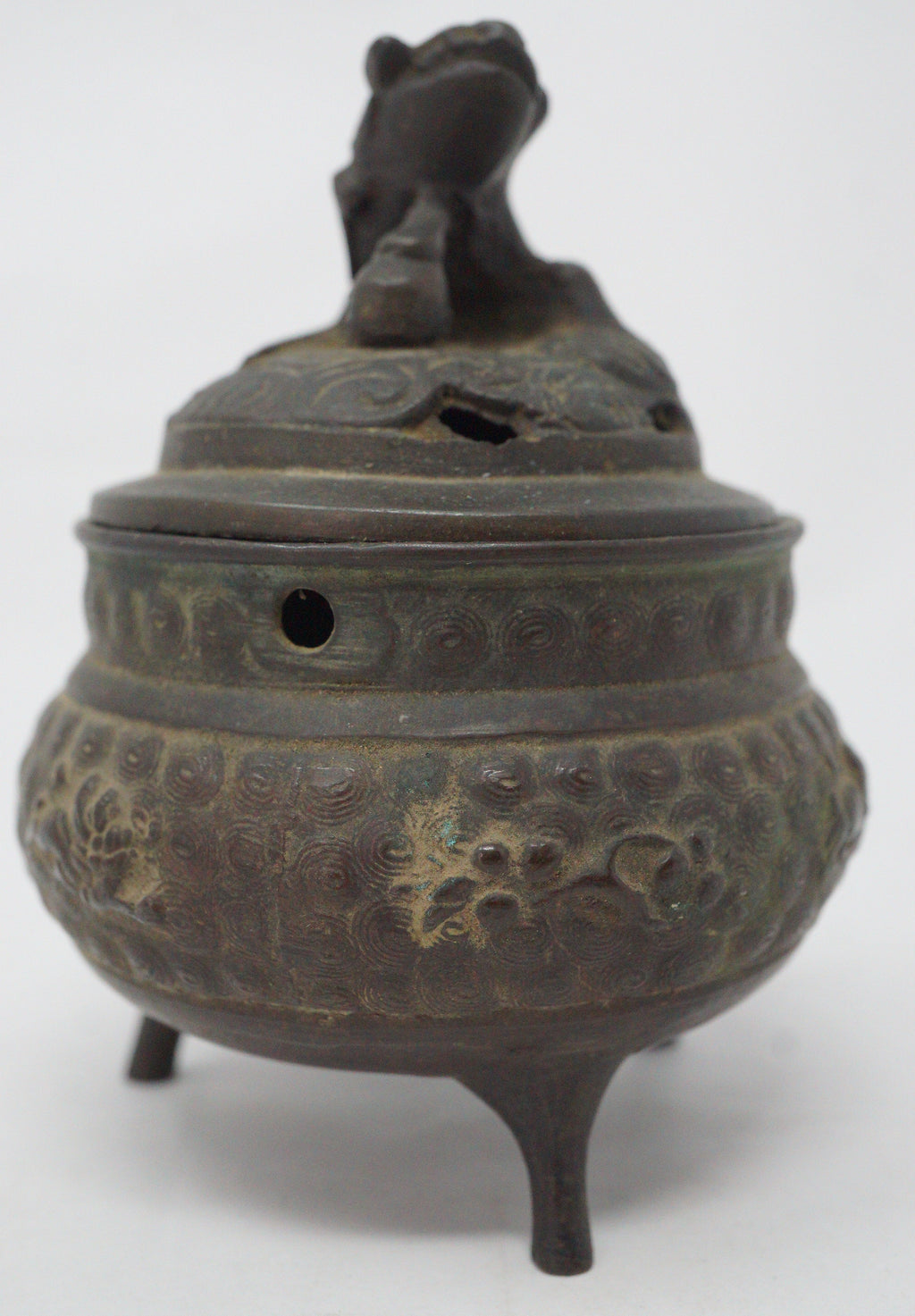 Japanischer buddhistischer Weihrauchbrenner mit Shishi-Löwen-Hund-Figur, antikes Original aus Japan 1101D9