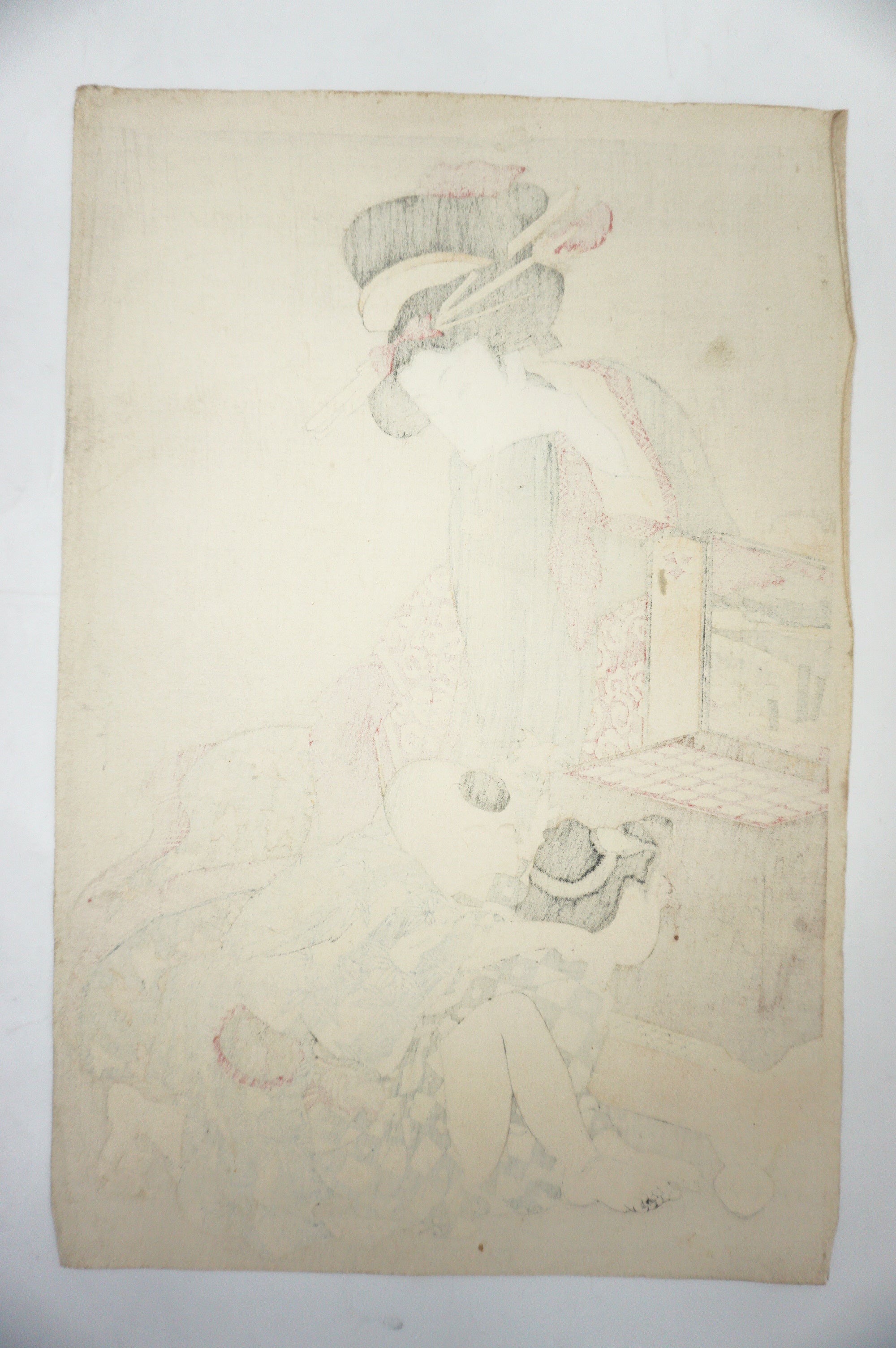 Japanische Holzschnitt-Recarved-Edition von Kitagawa Utamaro – Besichtigung einer Guckkastenshow 1105D9