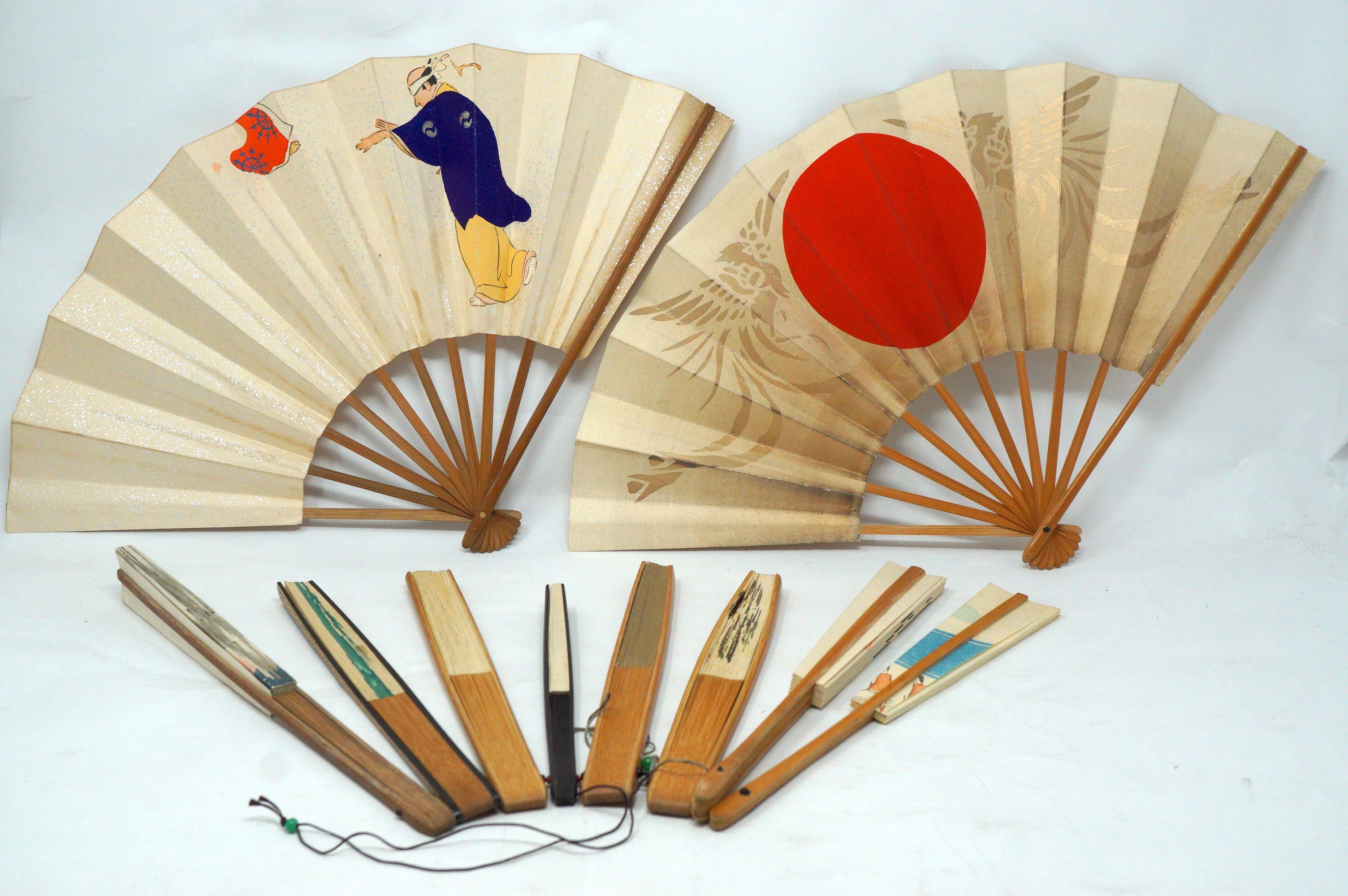 Japanische Sensu Faltfächer-Kollektion x10 Vintage Original 扇子 aus Japan 1127D9