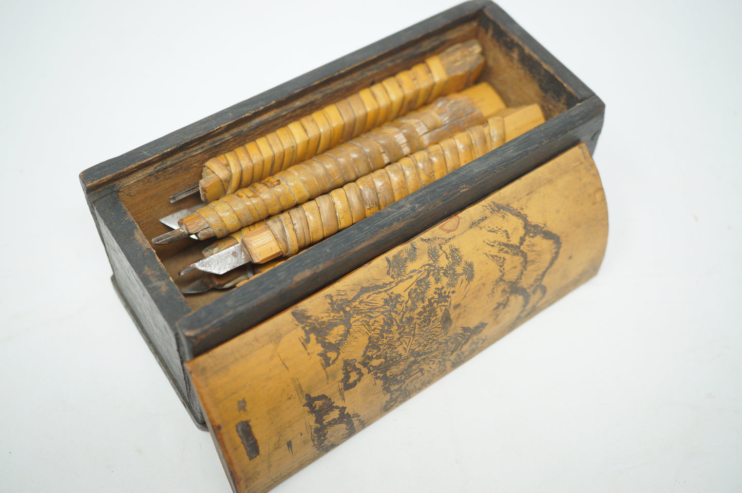 Japanese Vintage Chisel Collection for detailed Woodcarving in original Box 1129D9