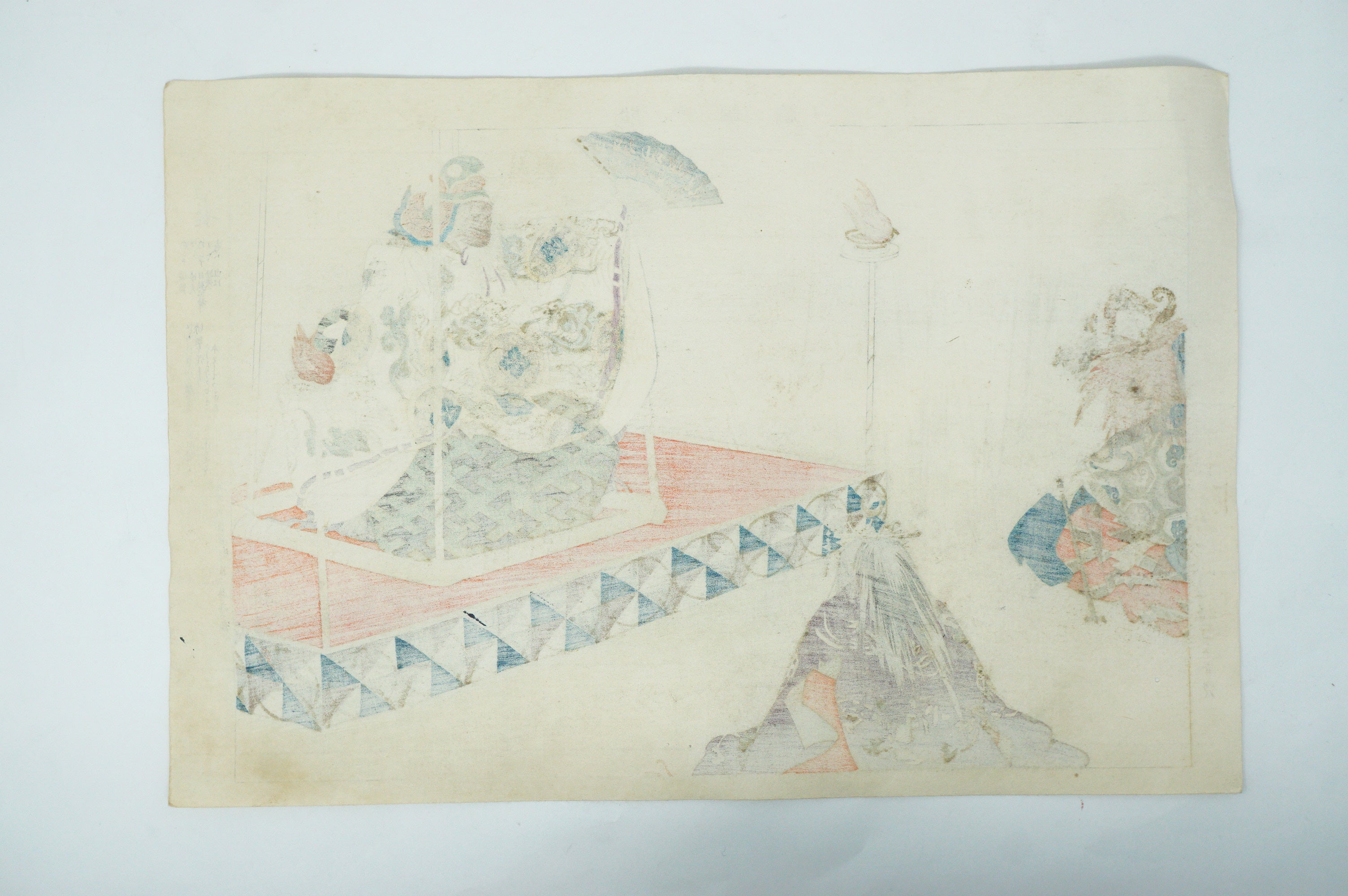 Japanischer Holzschnitt Original von Tsukioka Kogyo Noh oder Kyôgen Theater aus Japan 1212D9