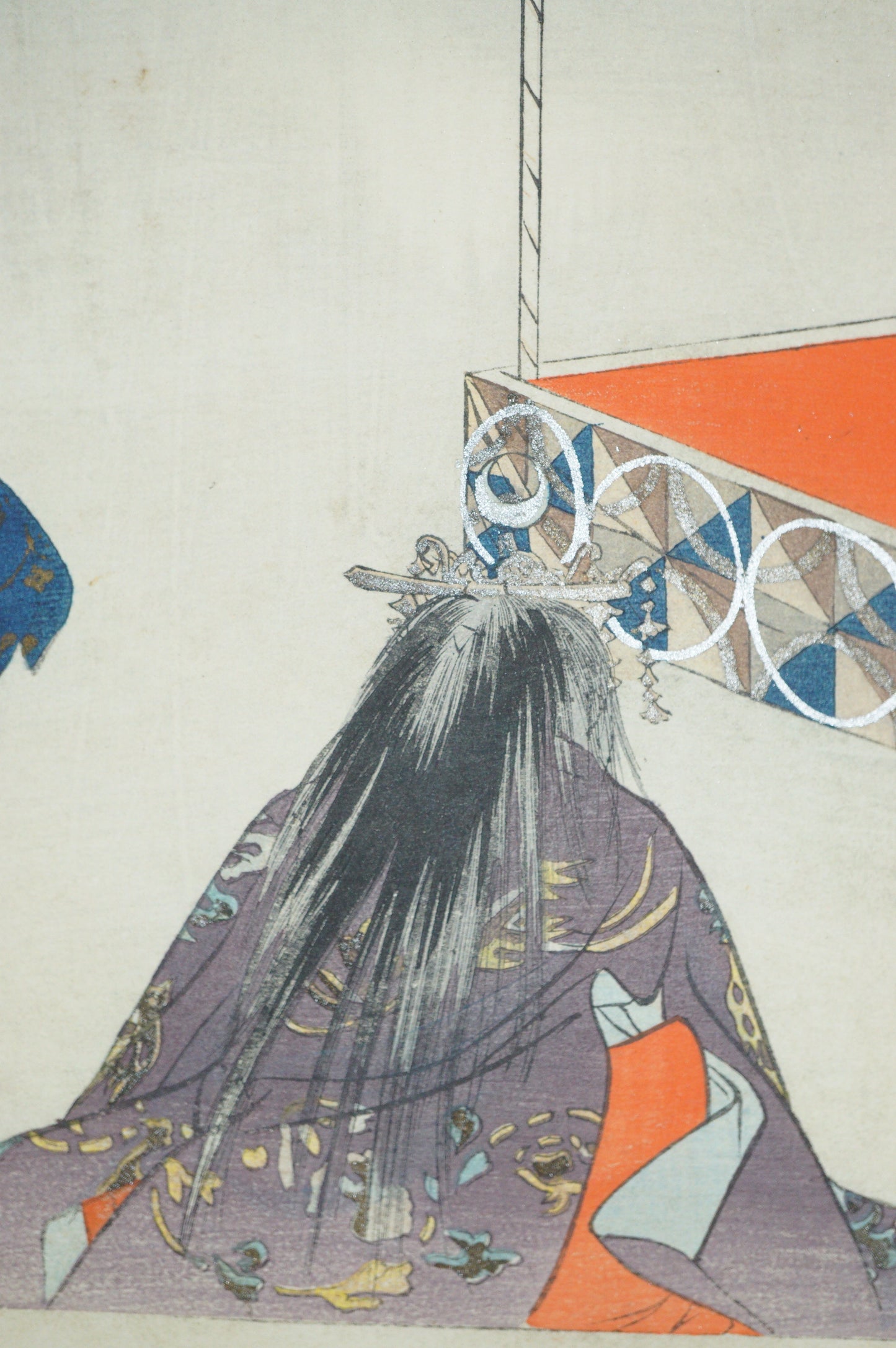 Japanischer Holzschnitt Original von Tsukioka Kogyo Noh oder Kyôgen Theater aus Japan 1212D9