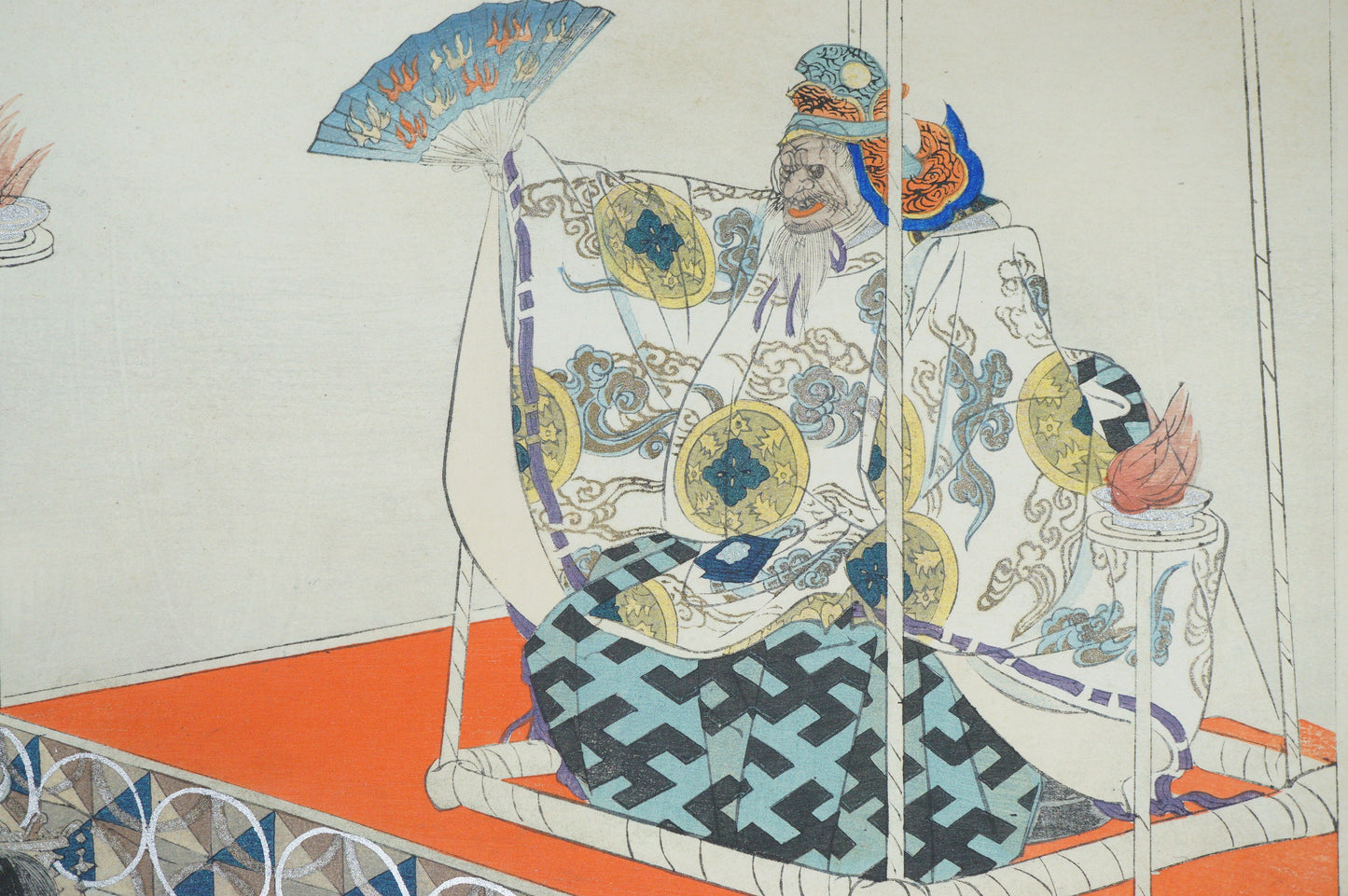 Japanese Woodblock Print Original by Tsukioka Kogyo Noh or Kyôgen Theatre from Japan 1212D9